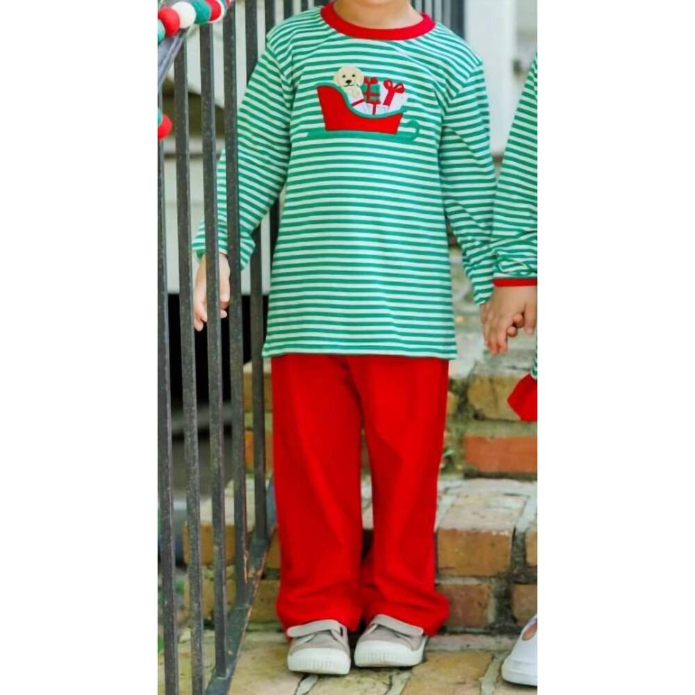 NEW JELLYBEAN santa paws pants set in green/ red